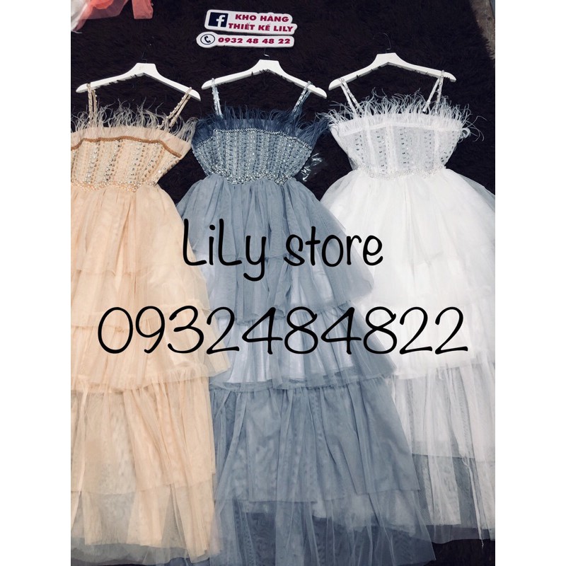 ẢNH VÀ VIDEO thật 1000%   Đầm xoè 2 dây xếp tầng kết cườm sang trọng