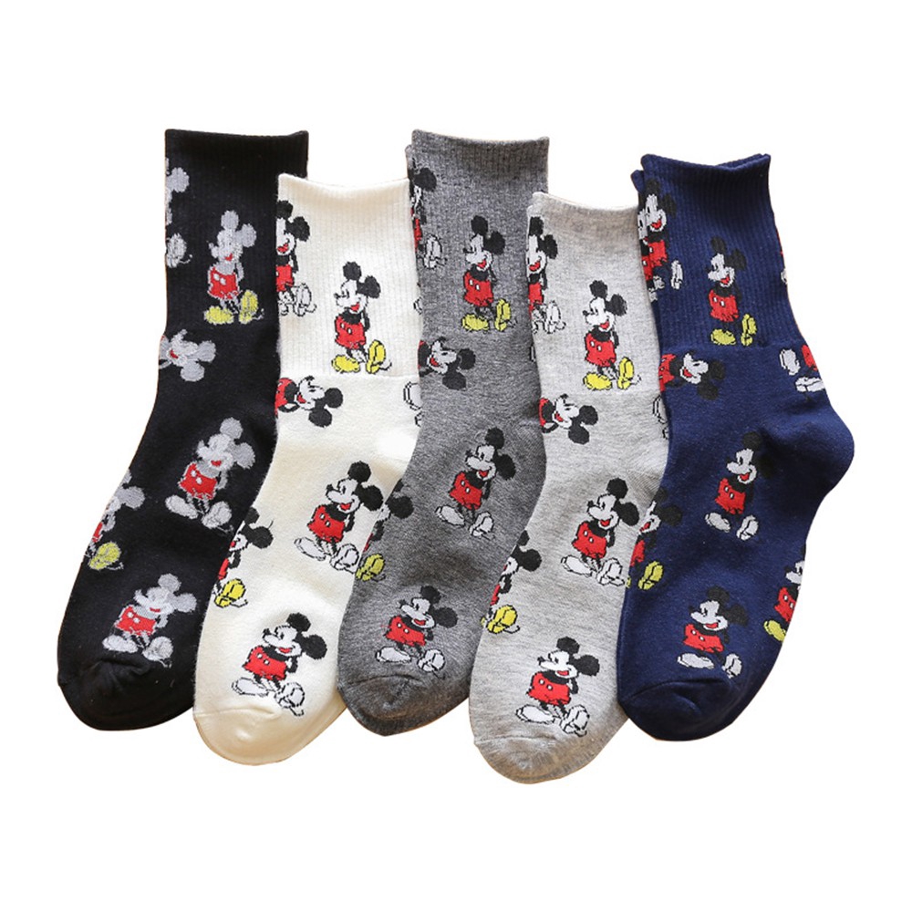 Vớ cotton cổ cao hình chuột Mickey nhiều màu dễ thương