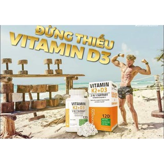 Vitamin D3 K2 lọ 120v 5000iu D3 và 90mcg K2 MK7 Chính Hãng Bronson nhập Mỹ Tăng Đề Kháng tăng testosterone