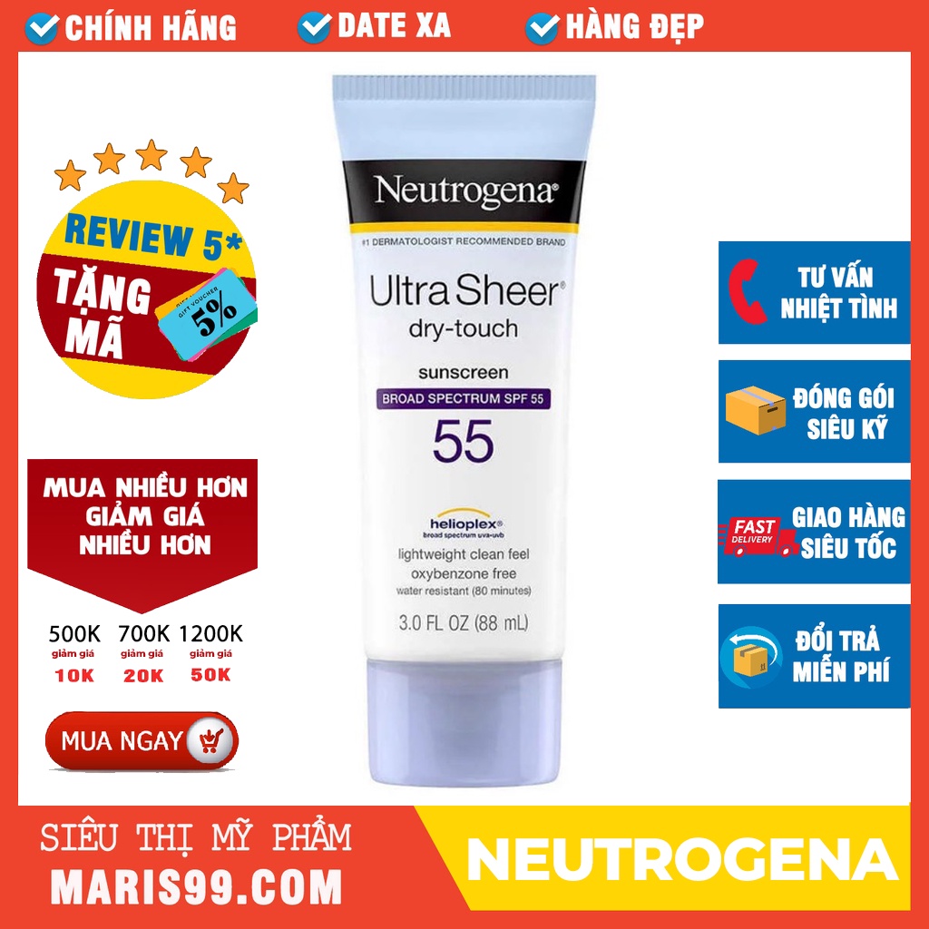 Kem Chống Nắng Neutrogena Ultra Sheer Dry Touch SPF 55 (88ml) _ NTG005CN