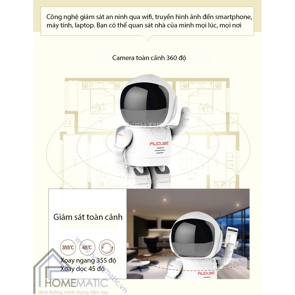 Camera robot báo động chống trộm Audube A180 | BigBuy360 - bigbuy360.vn
