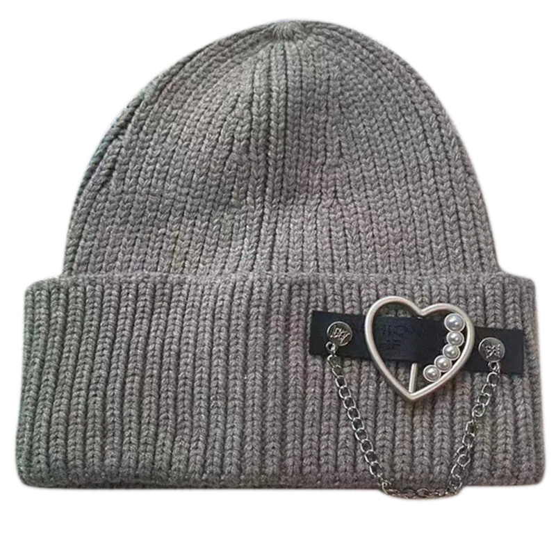 Mũ Len Beanie Phối Dây Xích Kim Loại Hình Trái Tim Thời Trang Cho Halloween / Giáng Sinh