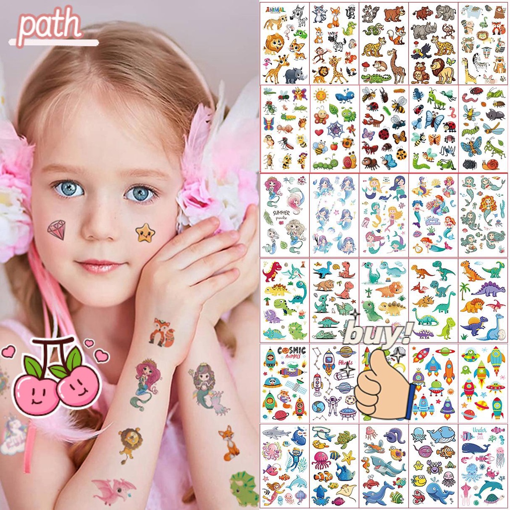 Set 10 Tấm Hình Xăm Dán Hình Khủng Long / Động Vật Nghệ Thuật DIY Cho Bé Trai Và Bé Gái