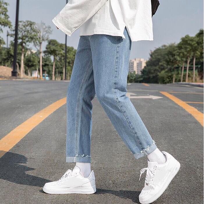 Quần jeans ống đứng nam nữ , dáng baggy không phai màu phong cách Hàn Quốc