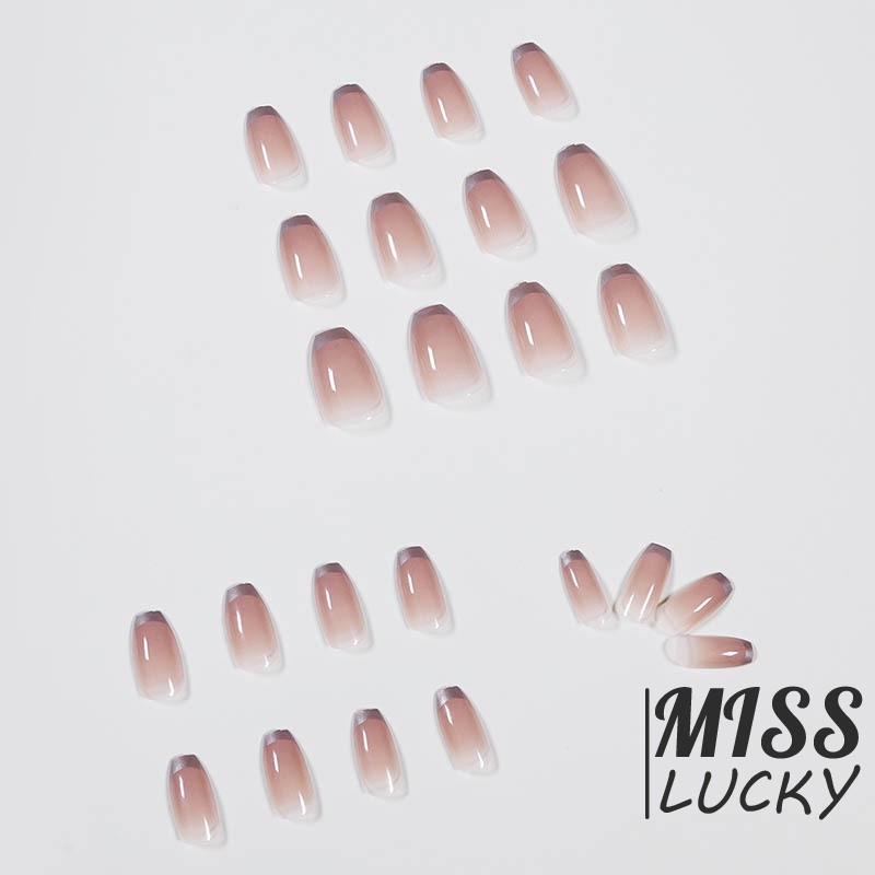 (Hàng Mới Về) Móng Tay Giả Màu Gradient Chống Nước Có Thể Tháo Rời Tiện Dụng