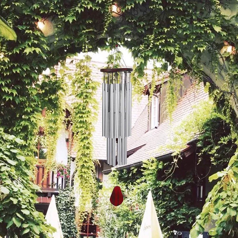 Chuông gió may mắn  18 thanh nhôm màu bạc mẫu 2