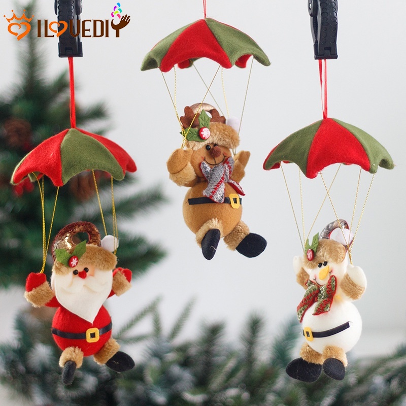 1 Phụ Kiện Treo Trang Trí Giáng Sinh Hình Ông Già Noel / Người Tuyết Nhảy Dù Đáng Yêu