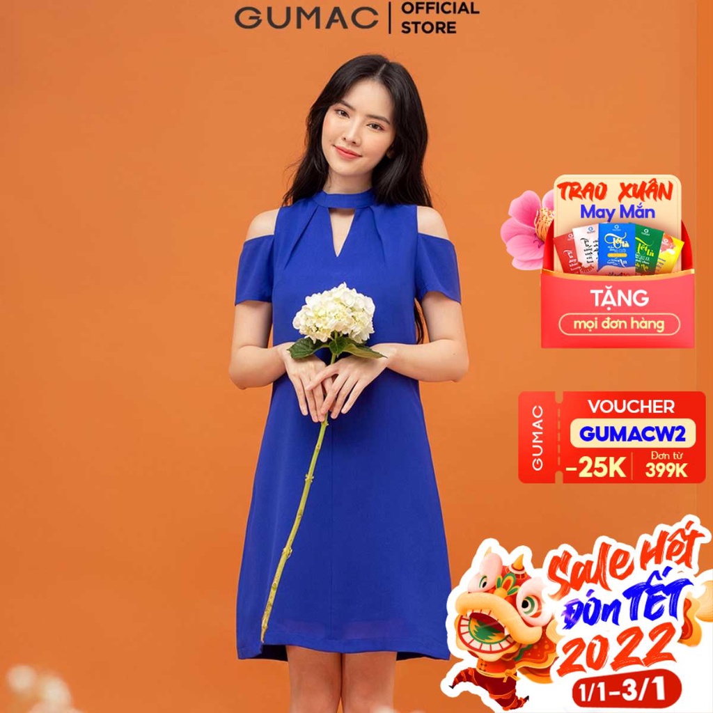 [Mã WABR0101 giảm 10% đơn 99K] Đầm suông hở vai DB5216 GUMAC