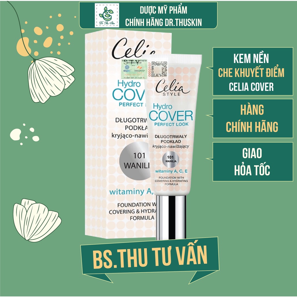 Kem Nền CELIA Kem Nền Che Khuyết Điểm Chính Hãng Phấn Nước CELIA STYLE FLUID HYDRO COVER 30G