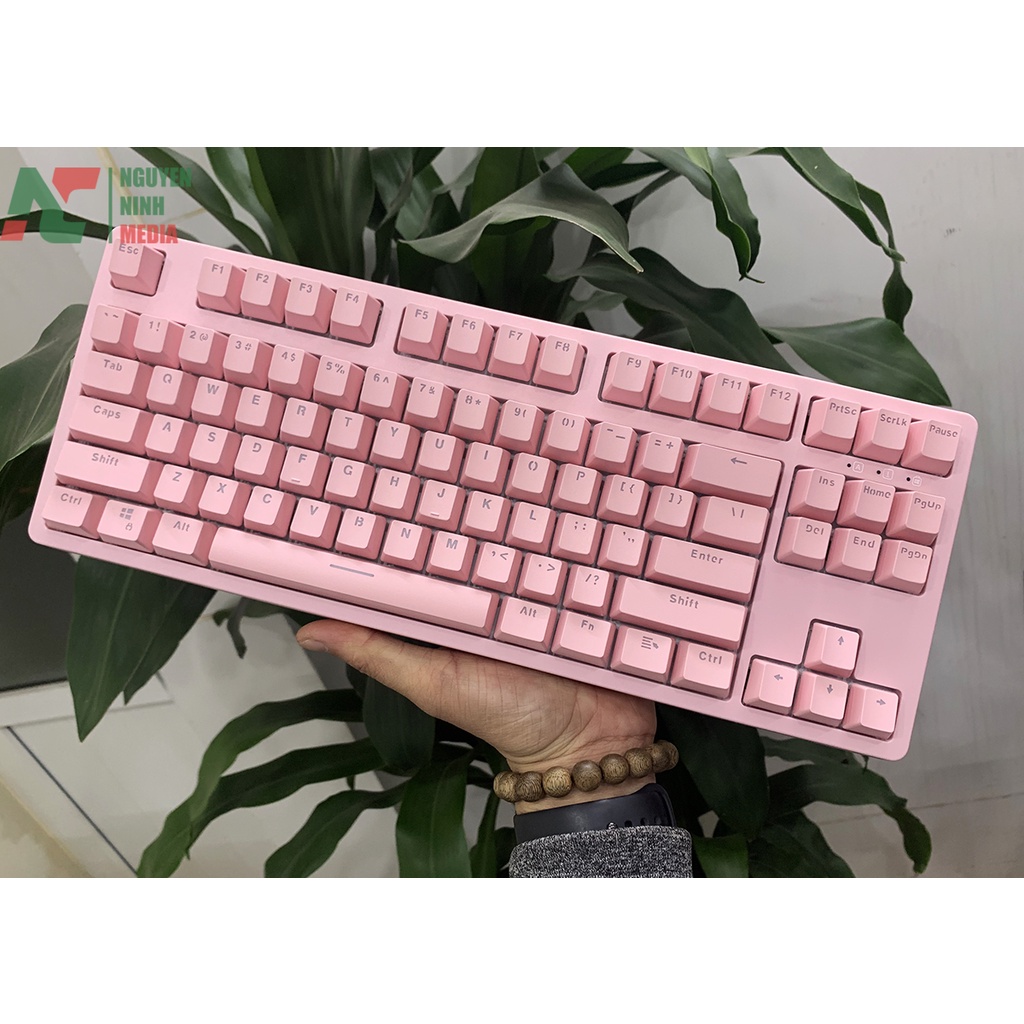 Bàn Phím Cơ E-DRA EK387 Dream Pink (Màu Hồng) Huno Blue Switch - Hàng Chính Hãng