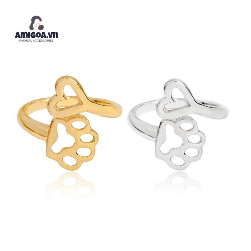 Nhẫn Hở Họa Tiết Chân Chó Đơn Giản Sáng Tạo