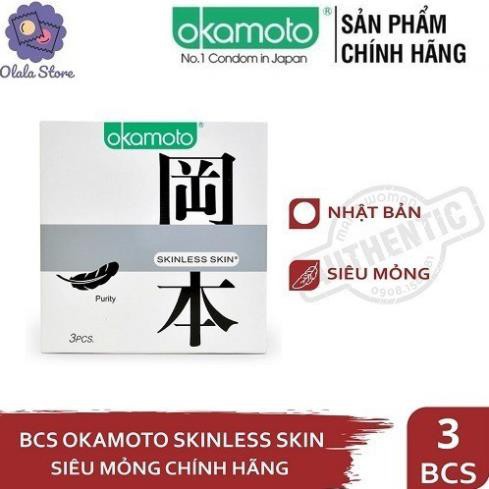 BAO CAO SU CHÍNH HÃNG OKAMOTO SKINLESS SKIN  [COMBO GIÁ SỐC]  TINH KHIẾT KHÔNG MÙI SIÊU SƯỚNG