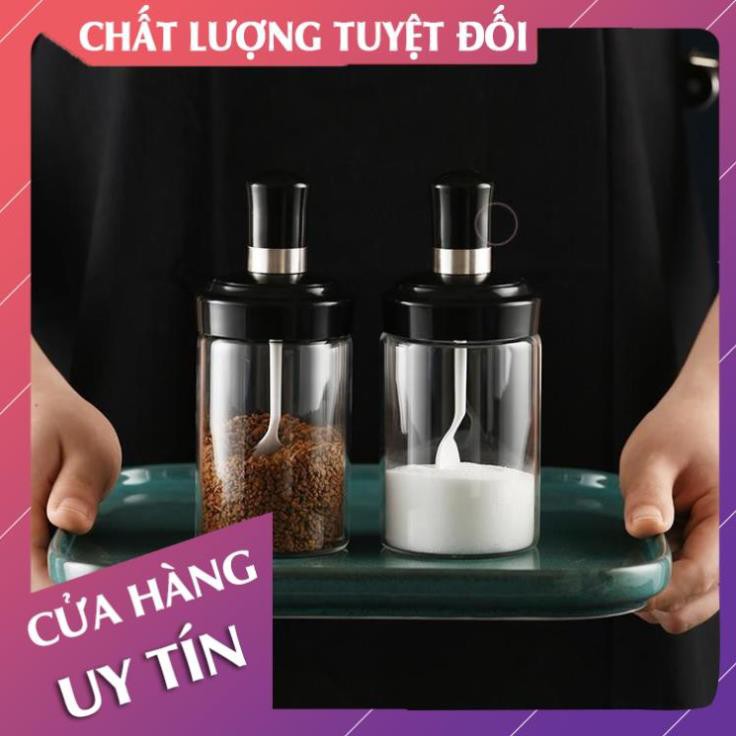 [Hàng loại 1] Hủ đựng gia vị kèm muỗng, lọ đựng gia vị thủy tinh có nắp thìa  - LanChiMart