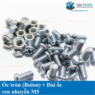 Ốc tròn (Bulon) + Đai ốc ren nhuyễn M5