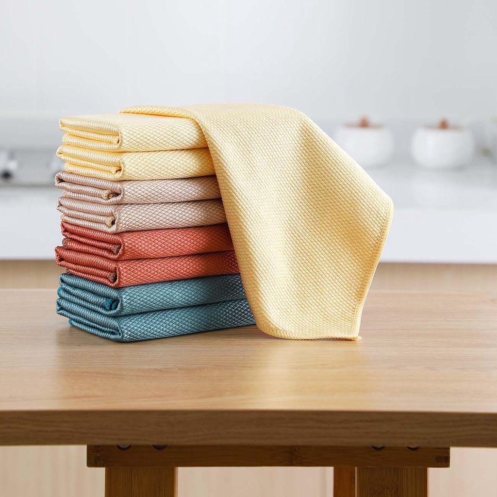 Khăn lau vệ sinh JUJIAJIA thiết kế dày dặn họa tiết sọc ca rô mau khô tiện lợi cho nhà bếp