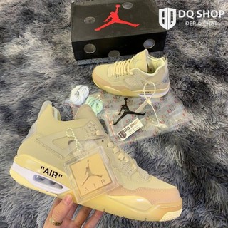Giày air jordan 4 retro off white kem , giày sneaker jd4 màu kem full box bill