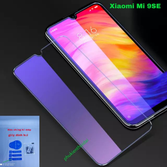 Kính cường lực Xiaomi Mi 9SE tím chống tia UV hại mắt ( tặng keo chống hở mép )