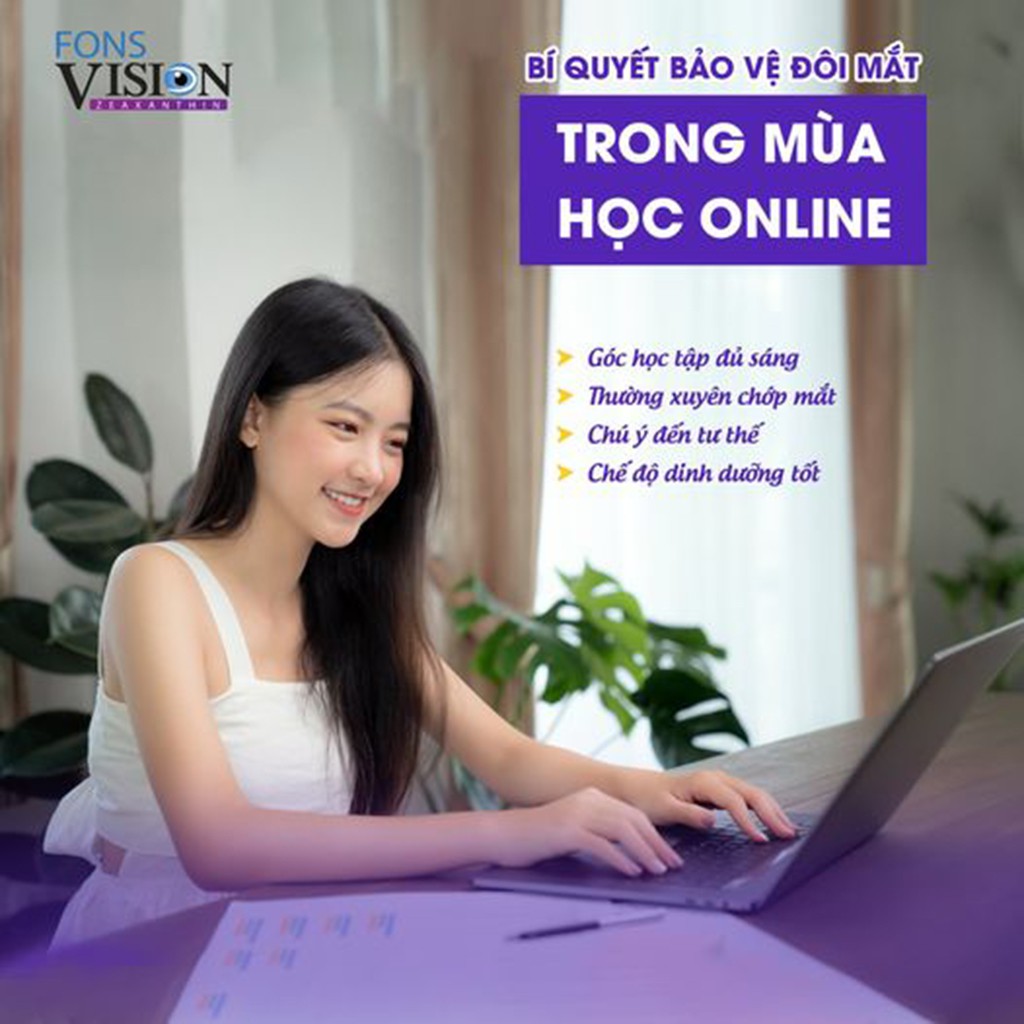 Thuốc bổ mắt Viên uống bổ mắt Fons Vision Chăm sóc sức khỏe mắt cho mắt sáng hết khô nhức mỏi mắt cho bé Hộp 30 viên