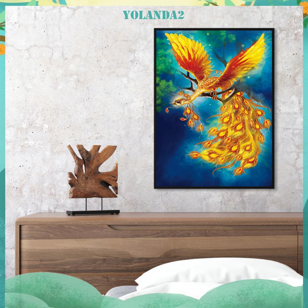 Tranh Thêu Chữ Thập DIY 11CT Hình Chim Phượng Hoàng Vàng