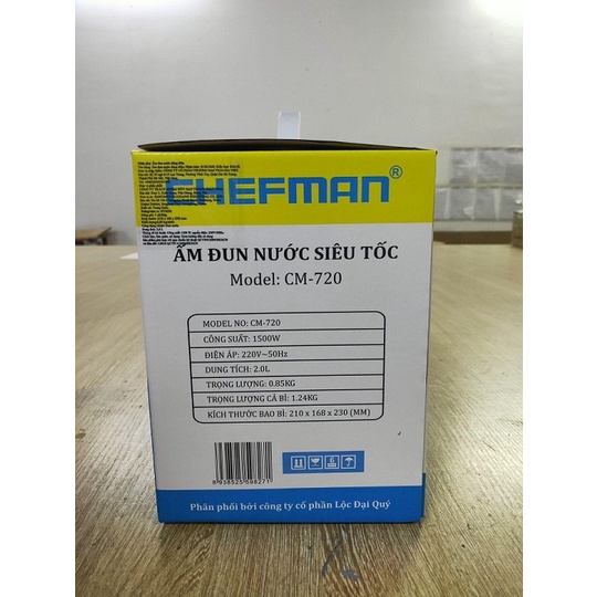 Ấm Siêu Tốc 2L Chính Hãng CHEFMAN CM - 720 Cao Cấp 2 Lớp Bảo Hành 1 Tháng