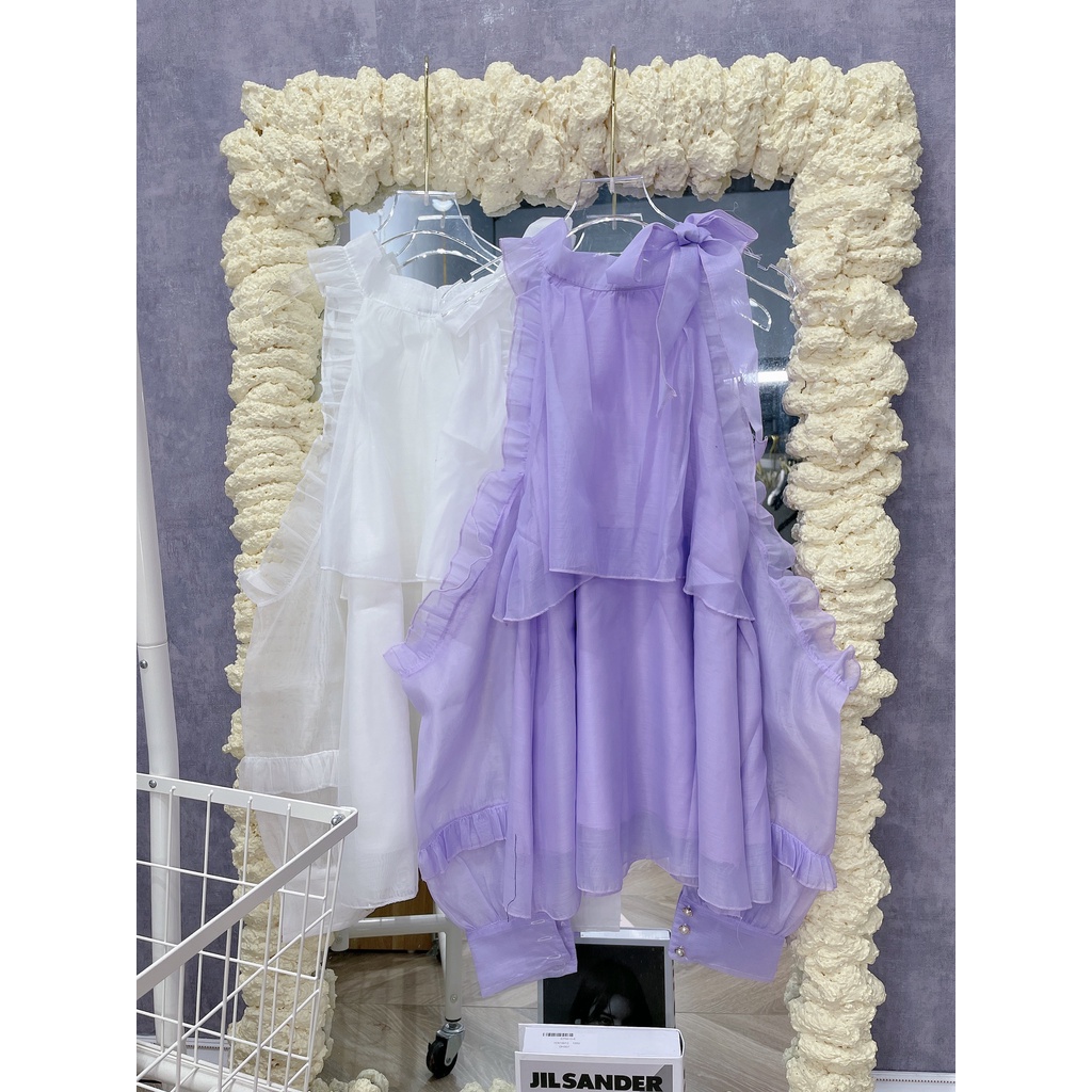 Áo babydoll bánh bèo tiểu thư tơ lụa xinh xắn áo sơ mi kiểu nữ vintage MIVOSA AN335