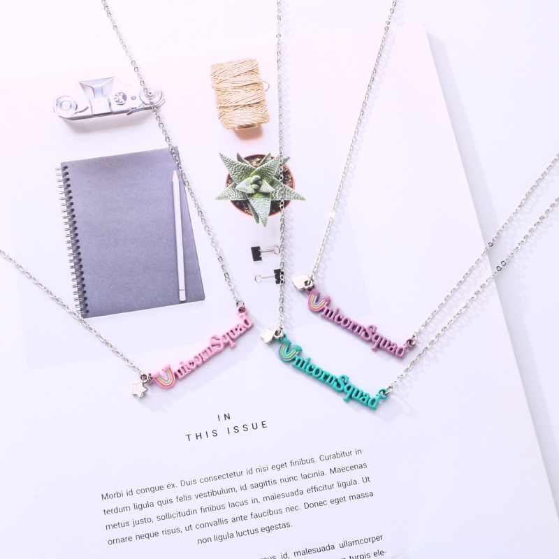 Flgo Set 3 Vòng cổ Tình Bạn Mặt Hình Kỳ Lân Màu Sắc Cầu Vồng