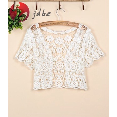 Áo Khoác Cardigan Ren Xuyên Thấu Ngắn Tay Thời Trang Mùa Hè Dành Cho Nữ 2022