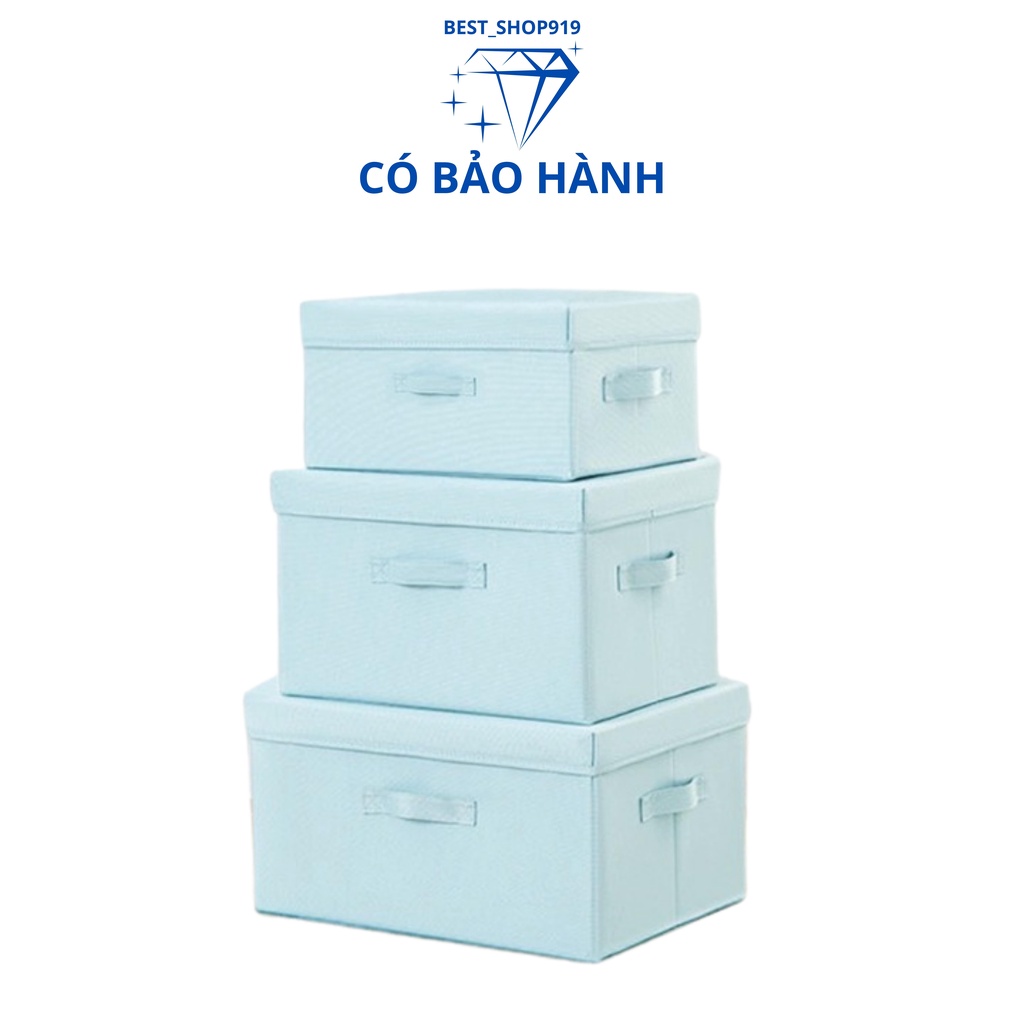 Thùng Đựng Quần Áo Đồ Lót Nam Nữ Đồ Chơi Trẻ Em Gấp Gọn Cao Cấp Có Nắp Đậy Và Quai Xách Tiện Dụng Có Thể Xếp Chồng SET 3