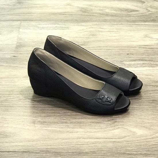 Giày đế xuồng búp bê nữ 3p da bò mềm êm chân Lunashoes (25808) hở mũi da thật cao cấp dễ đi kiểu Hàn quốc nhiều màu po