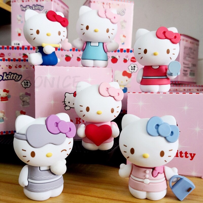 SANRIO Bộ 6 Mô Hình Nhân Vật Hoạt Hình Hello Kitty Đáng Yêu