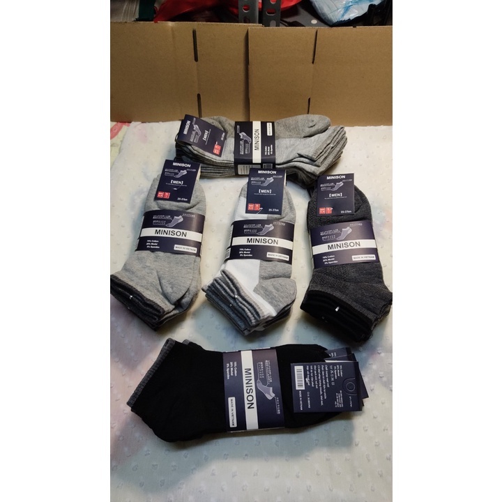 SET 3 đôi Tất Nam Cổ Ngắn Vớ Nam Nữ vải Cotton dày vừa, chất liệu thoáng mát khử mùi TATNAM05