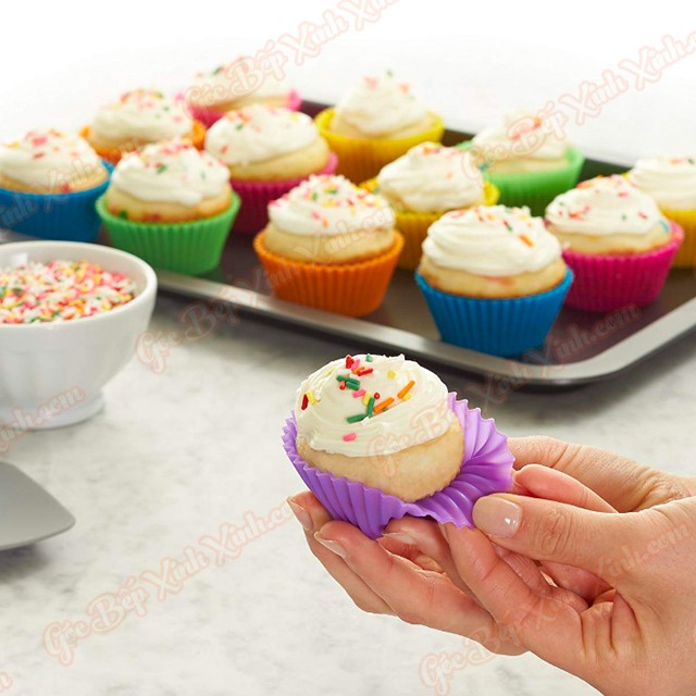 Combo 10 khuôn silicon cupcake muffin thạch mousse socola tròn 7cm