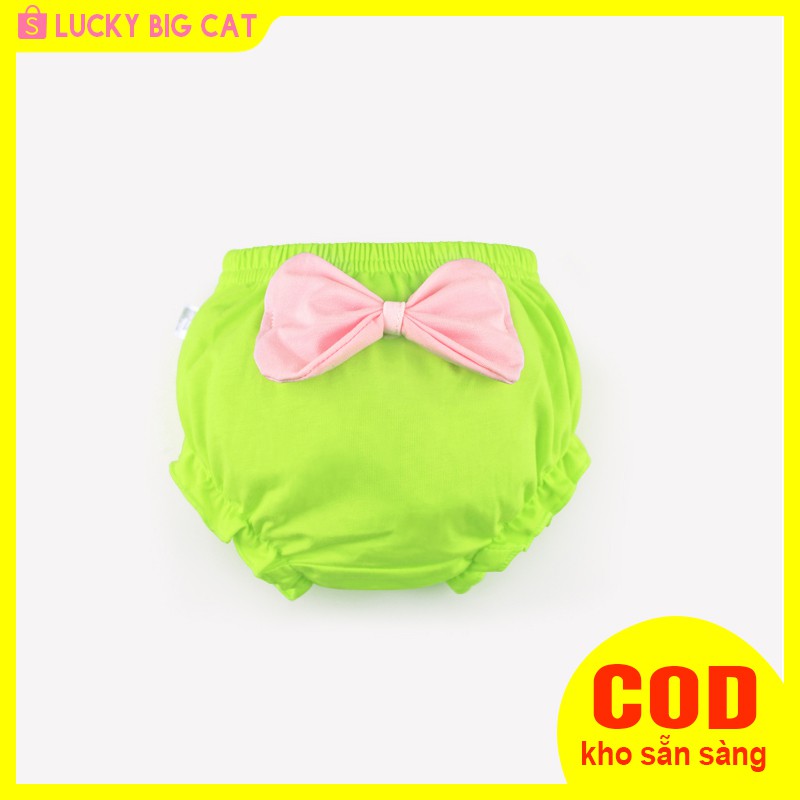 Lucky Big Cat  Đồ lót  Tre em màu rắn bông Bowknot bánh quần cô gái 0-3Y (Green)