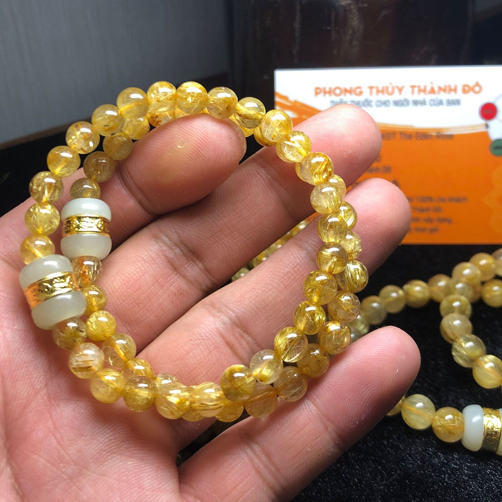 [VIP 5A - T.A Tóc Vàng] - Chuỗi Vòng T.A Tóc Vàng VIP chất đá trong, dày tóc, Size 6 - 7.5mm - Phong Thủy Thành Đô | BigBuy360 - bigbuy360.vn