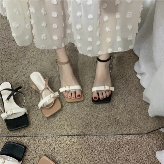 Sandal mũi vuông ulzzang Dorae tôn dáng 3 phân