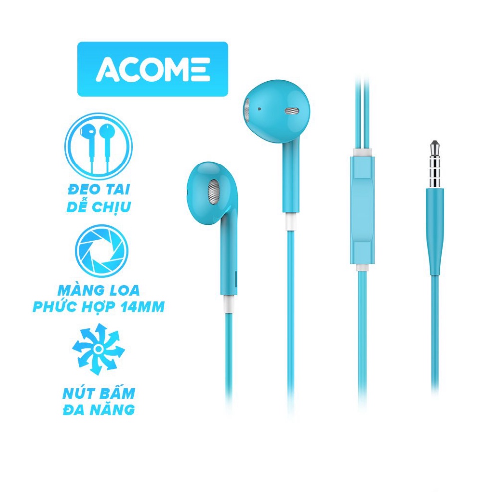 Tai nghe nhét tai ACOME AW01, Chất âm rõ nét, Chất liệu dây siêu bền, chống rối, Có Micro đàm thoại, Đeo tai dễ chịu