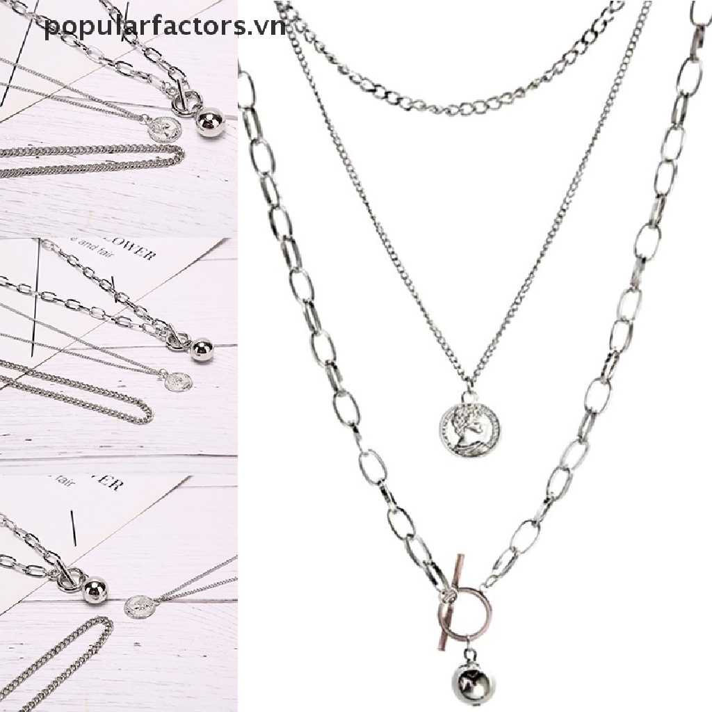 Vòng cổ Nhiều Lớp Mặt Đồng Xu Thời Trang Cá Tính