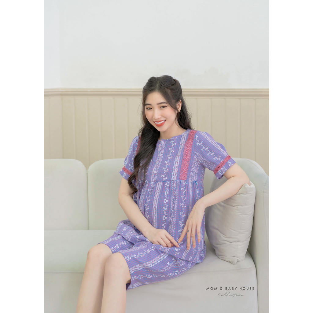 Bộ lững bầu mặc nhà và sau sinh karo kéo khoá cho bé ti