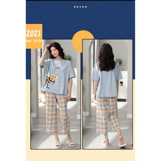 Bộ đồ ngủ nữ pijama dễ thương, Đồ bộ nữ thun cộc tay nhiều họa tiết đẹp