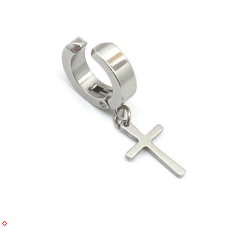 Khuyên Tai Nam / Nữ Hình Chữ Thập Bằng Thép Không Gỉ Chống Dị Ứng