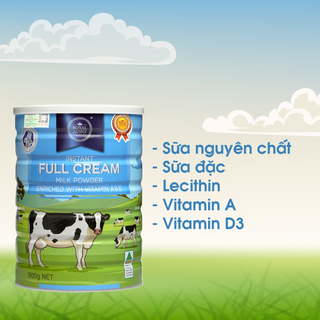 Sữa Bột Hoàng Gia Úc Nguyên Kem Vitamin A&D Full Cream Tổng Hợp Vitamin Cho Trẻ ROYAL AUSNZ 900g