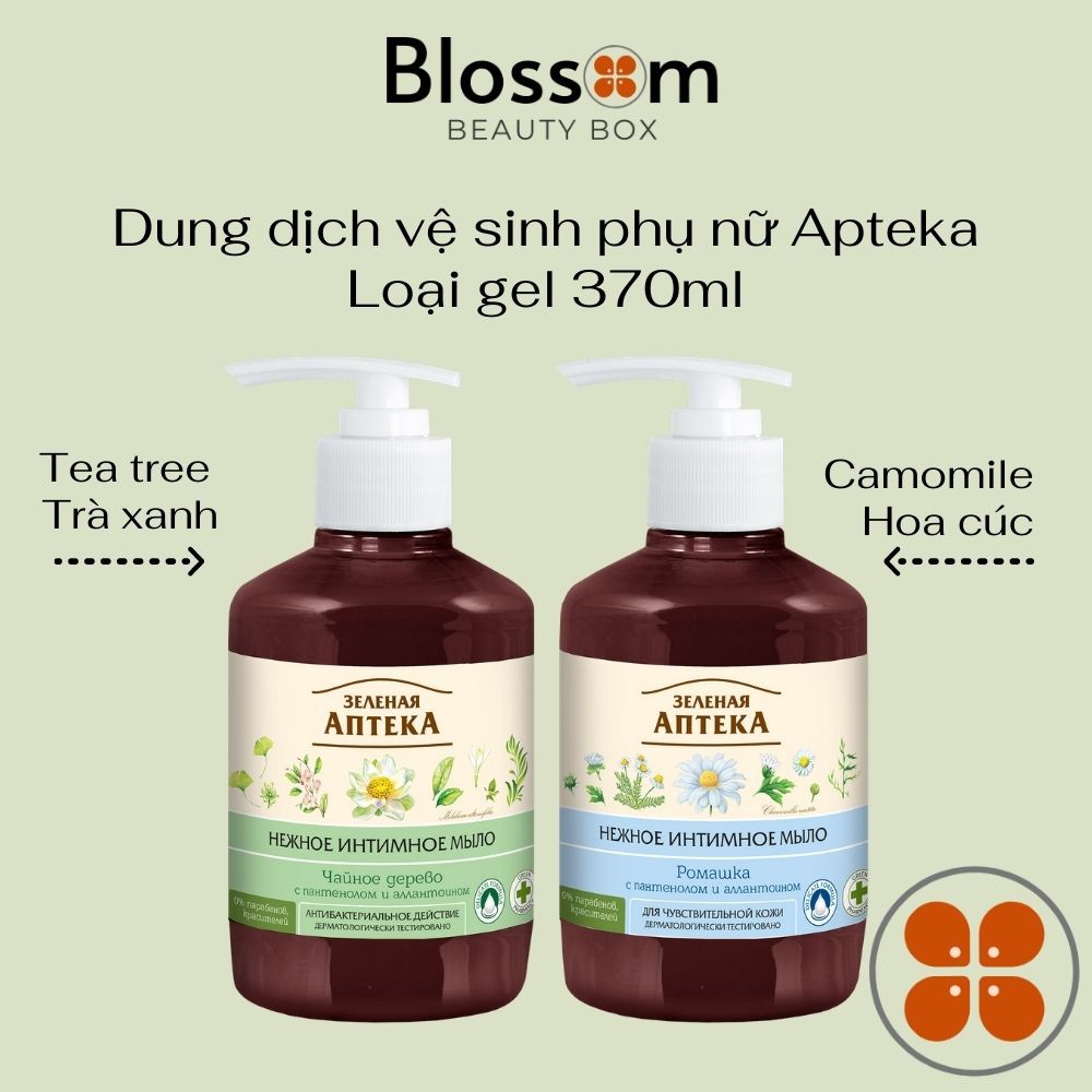 Dung dịch vệ sinh phụ nữ dạng gel Apteka Green Pharmacy [ Lavender, Trà xanh, Sữa, Hoa cúc)