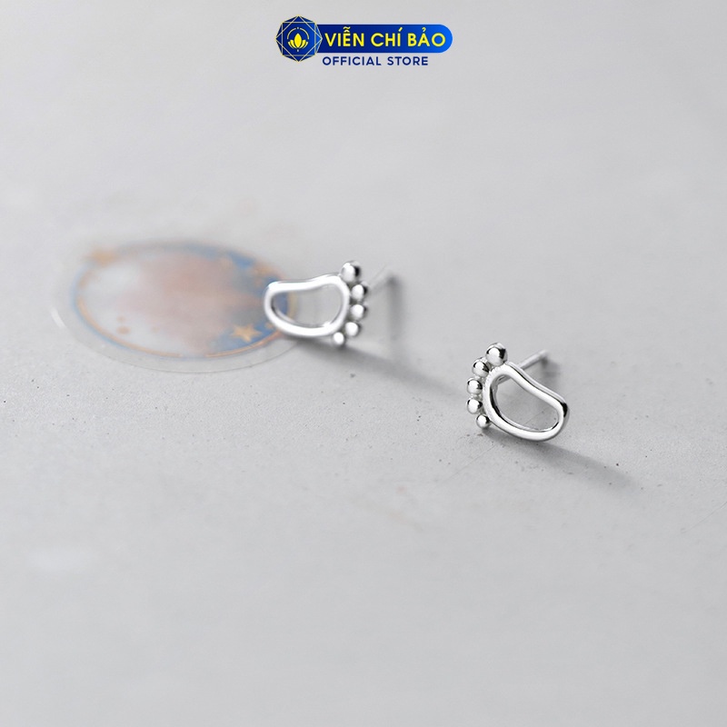 Bông tai bạc nữ bàn chân dễ thương chất liệu bạc 925 thời trang phụ kiện trang sức nữ Viễn Chí Bảo E039