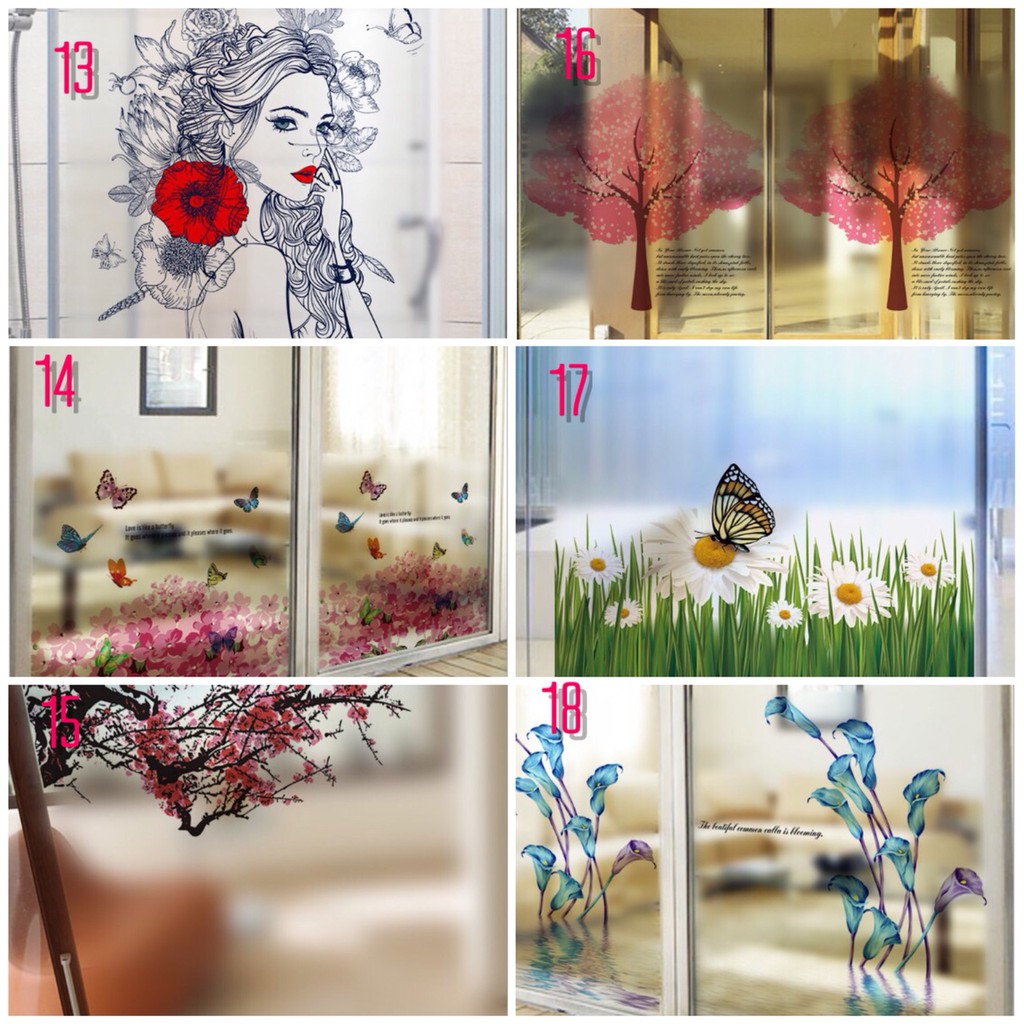 COMBO 2 tấm Decal dán kinh cao cấp 60x58cm ( ib chọn mẫu )