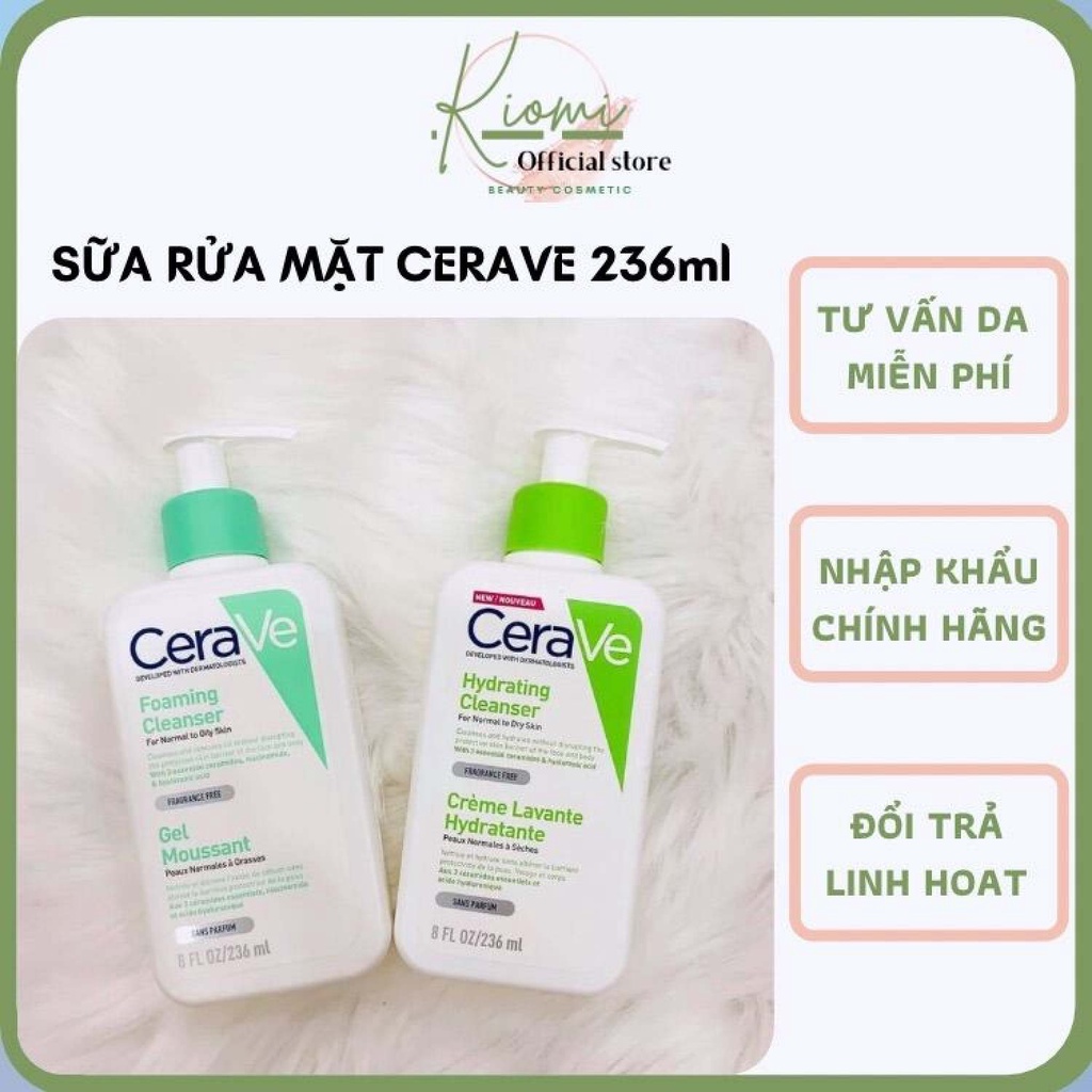Cerave sữa rửa mặt cho da dầu, rửa mặt cho da khô Cerave 87ml