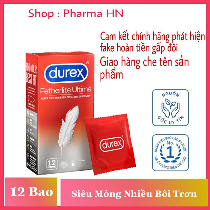 Bao cao su Durex Fetherlite Ultima 12 bao Siêu Mỏng - Nhiều Gel bôi trơn