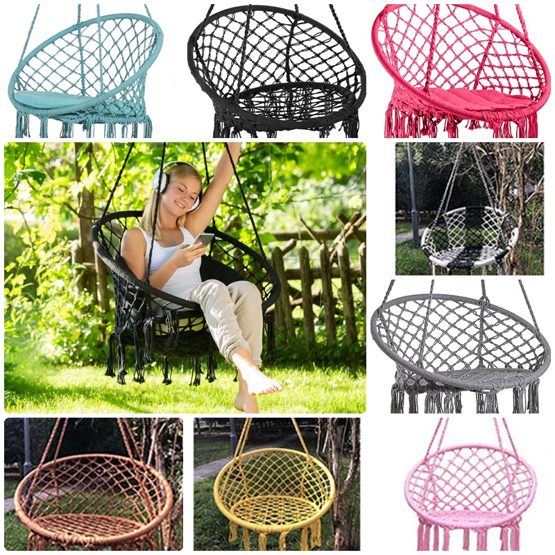 Xích đu dây đan Macrame swing cotton kinh bắc chưa bao gồm cần treo