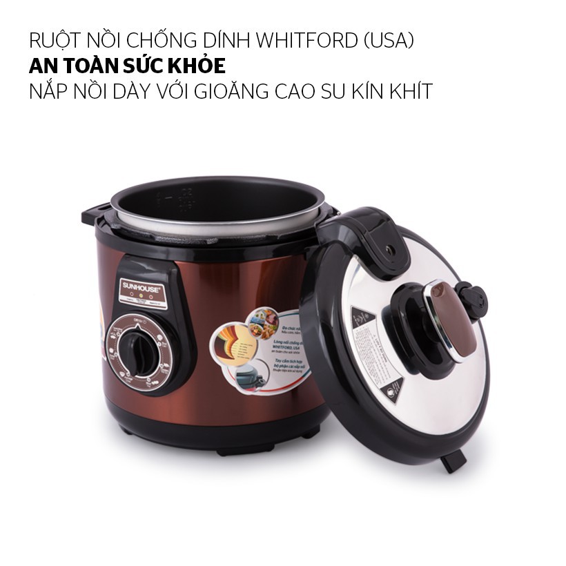 Nồi áp suất điện đa năng SUNHOUSE SHD1562 Cafe