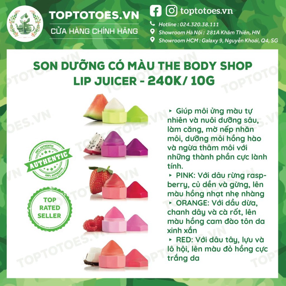 HÀNG HOT SALE Son dưỡng có màu The Body Shop Lip Juicer dưỡng môi căng hồng, ngừa thâm HÀNG HOT SALE