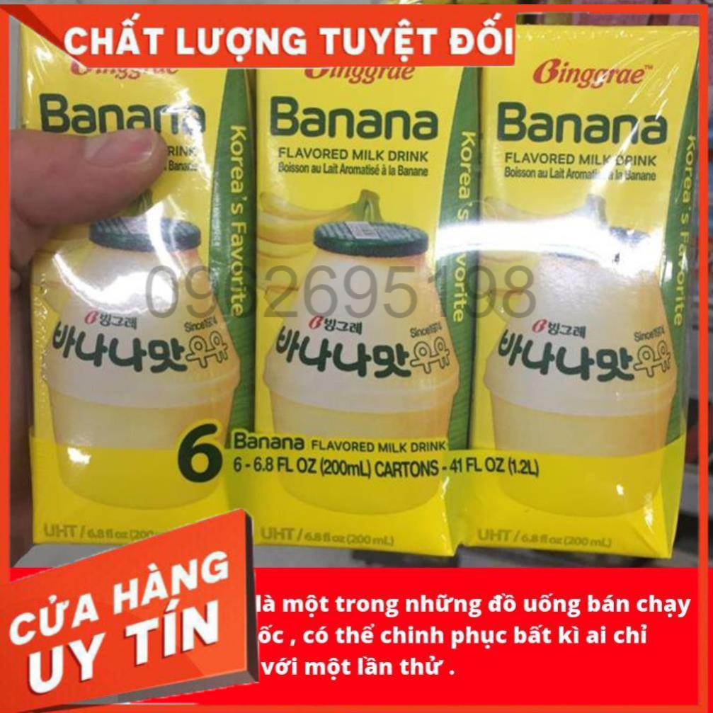 hàng sẵn SỮA CHUỐI BINGGRAE HÀN QUỐC LỐC 6 HỘP 200ML hot